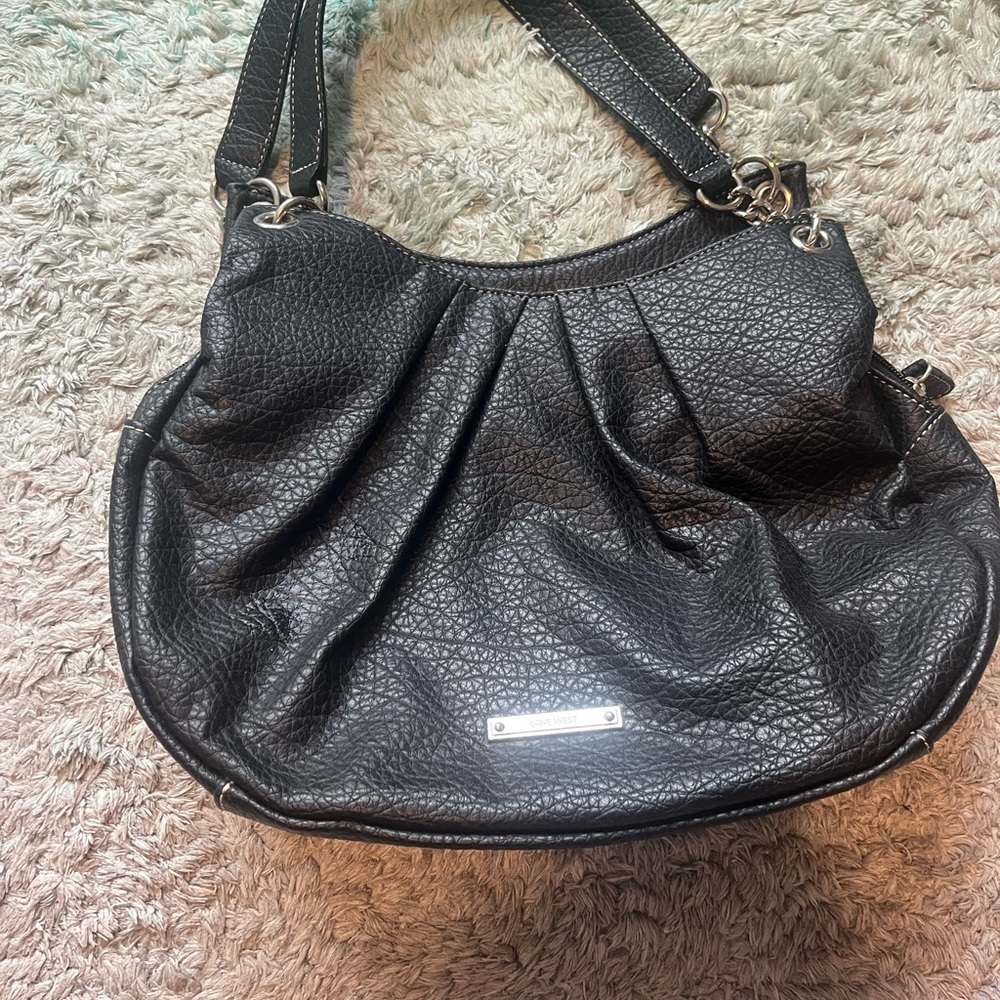 Elegant Black Leather Nine West  Shoulder Bag